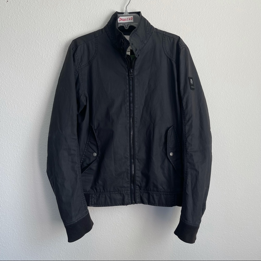 DIESEL Waxed Black Inner Netting Front Zip Jacket
